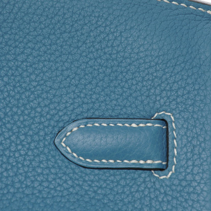 Hermes Taurillon Clemence Birkin 35 Blue Jean 10 of 27