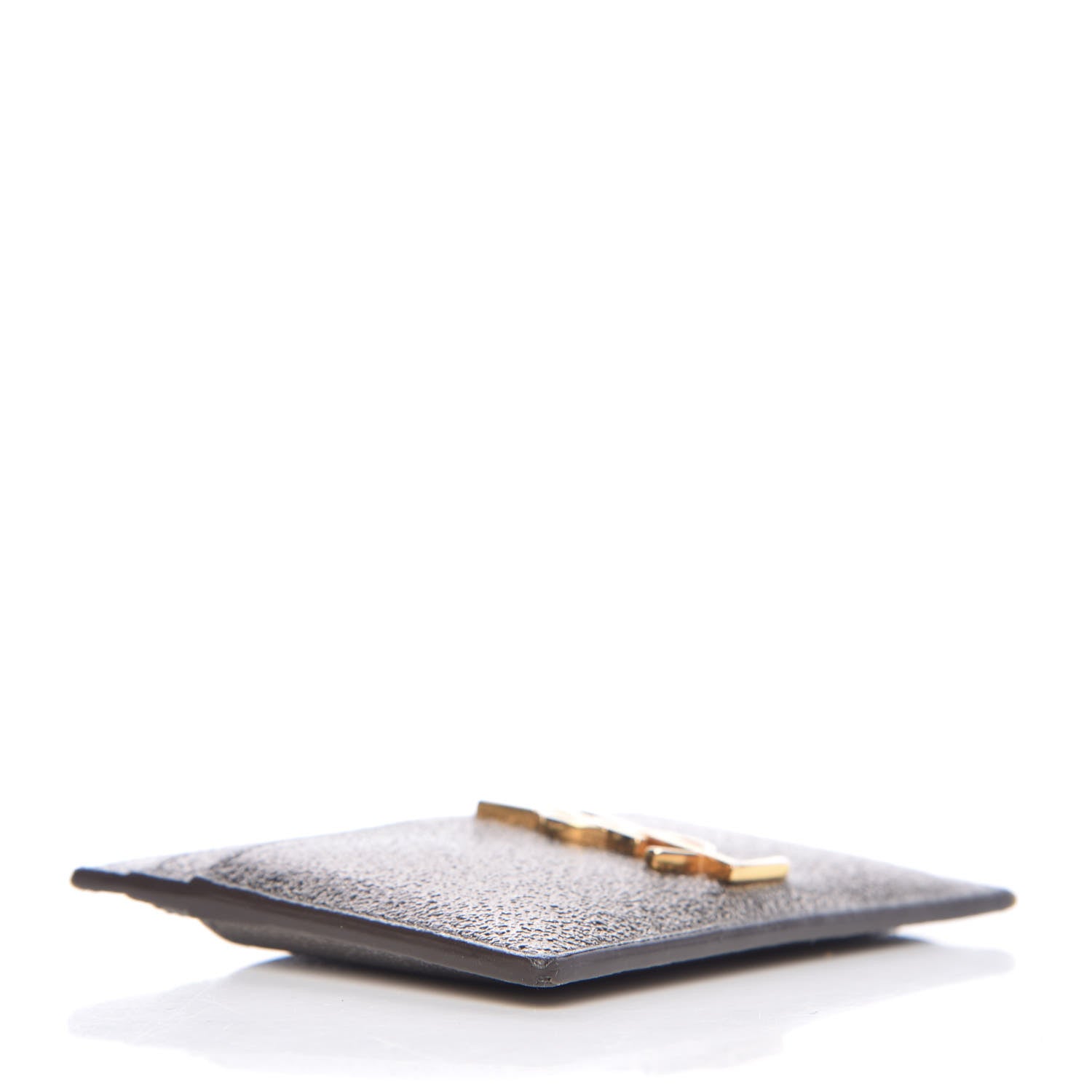Saint Laurent Grained Metallic Calfskin Monogram Credit Card Case Bronze 4 of 7