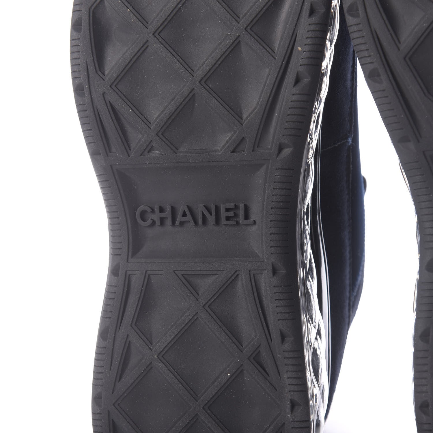 Chanel Suede Calfskin Velvet Grosgrain CC Sneakers 41 Navy Blue Black 9 of 11