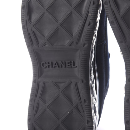 Chanel Suede Calfskin Velvet Grosgrain CC Sneakers 41 Navy Blue Black 9 of 11