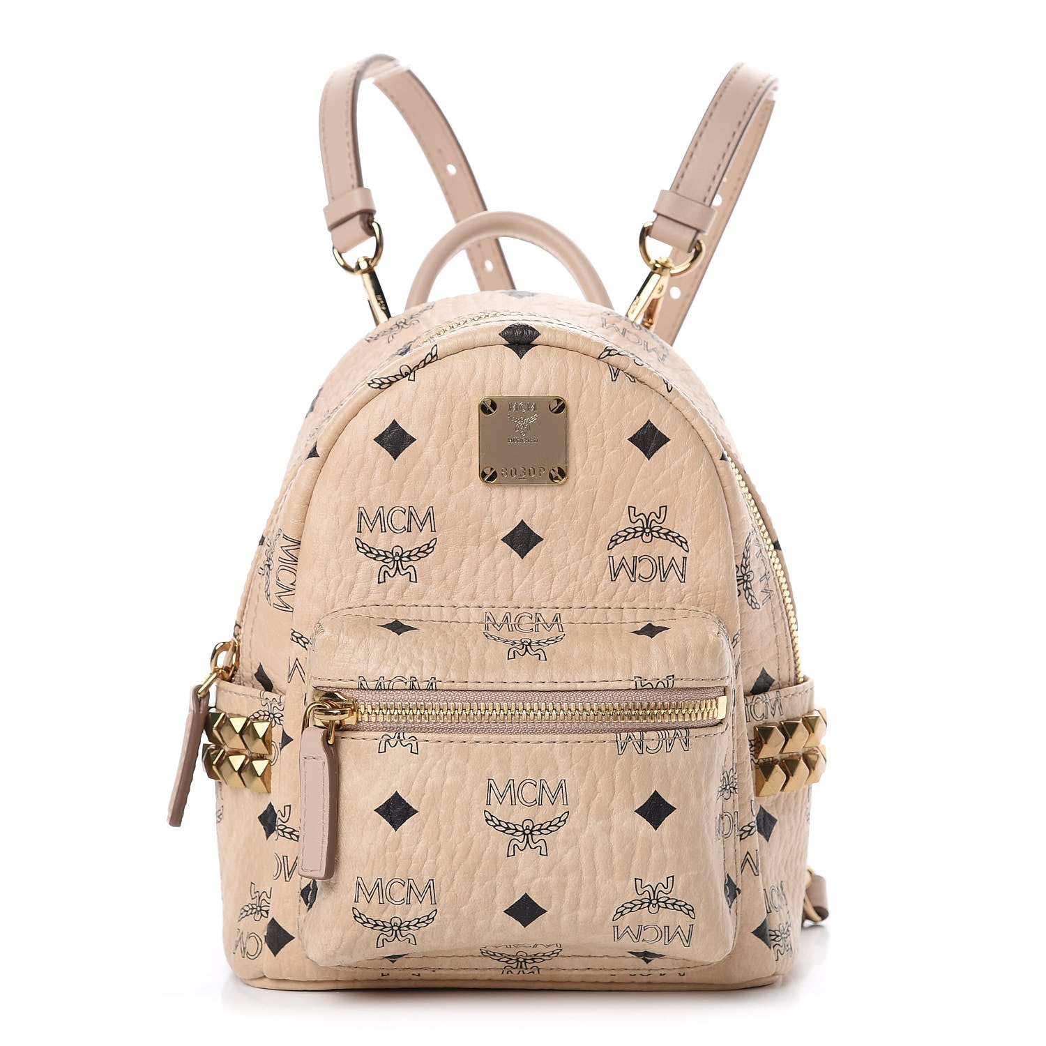 MCM Visetos Side Stud X-Mini Stark Backpack Beige 1 of 11