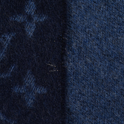 Louis Vuitton Cashmere Wool Monogram Scarf Navy 4 of 6