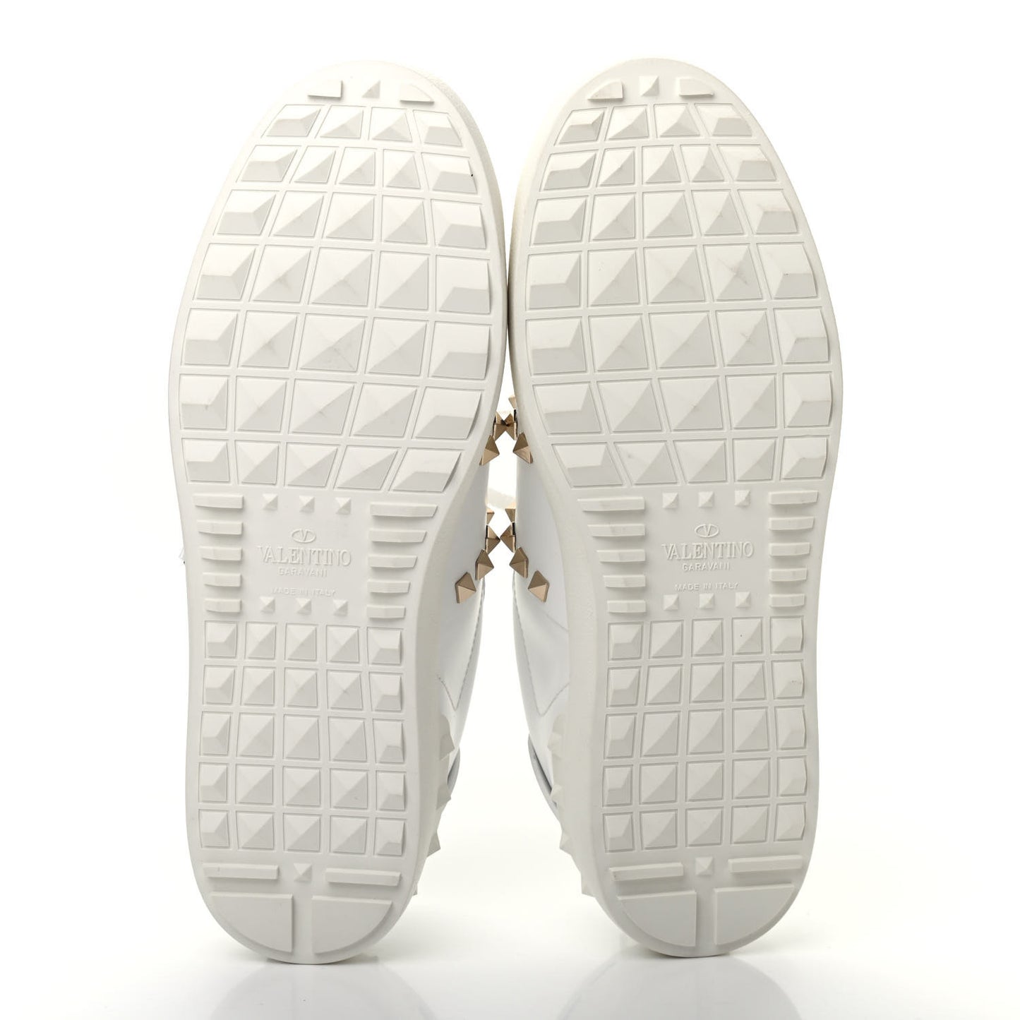Calfskin Mens Rockstud Untitled Open Sneakers 42 White