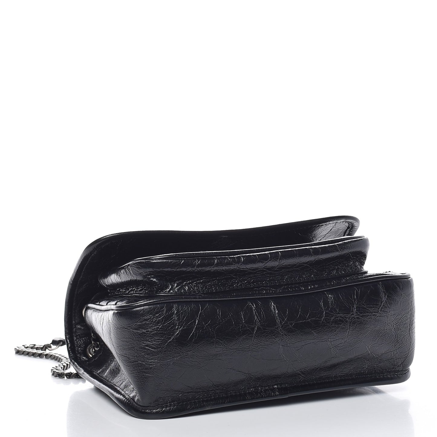 Crinkled Calfskin Matelasse Monogram Baby Niki Chain Satchel Black