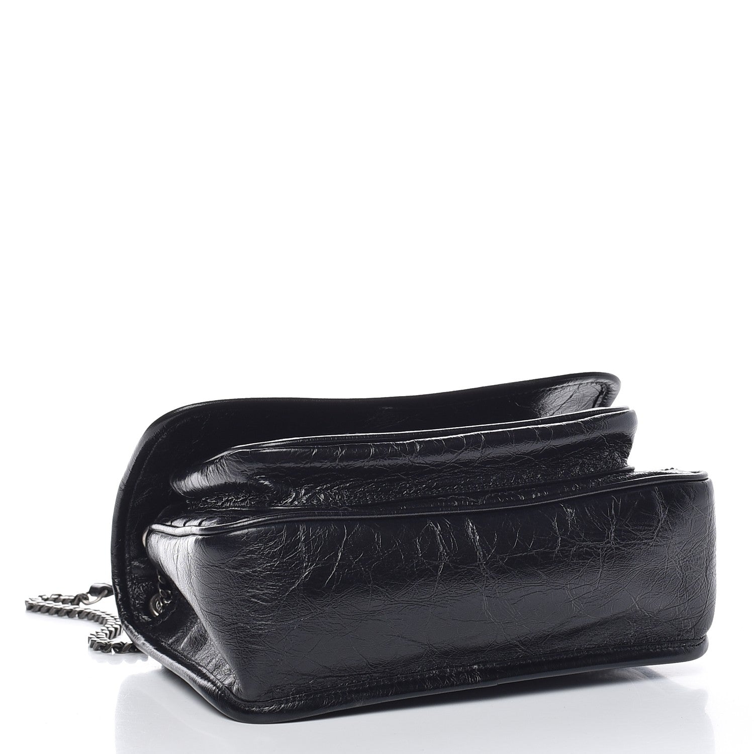 Saint Laurent Crinkled Calfskin Matelasse Monogram Baby Niki Chain Satchel Black 4 of 7