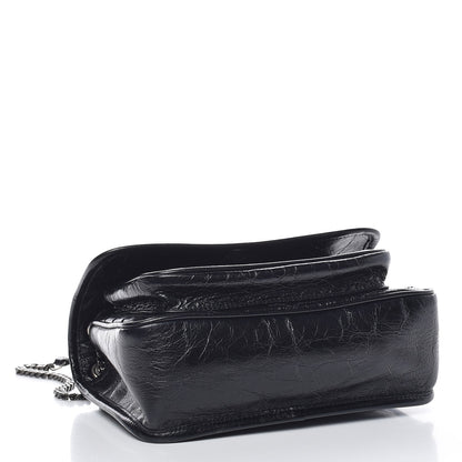 Saint Laurent Crinkled Calfskin Matelasse Monogram Baby Niki Chain Satchel Black 4 of 7