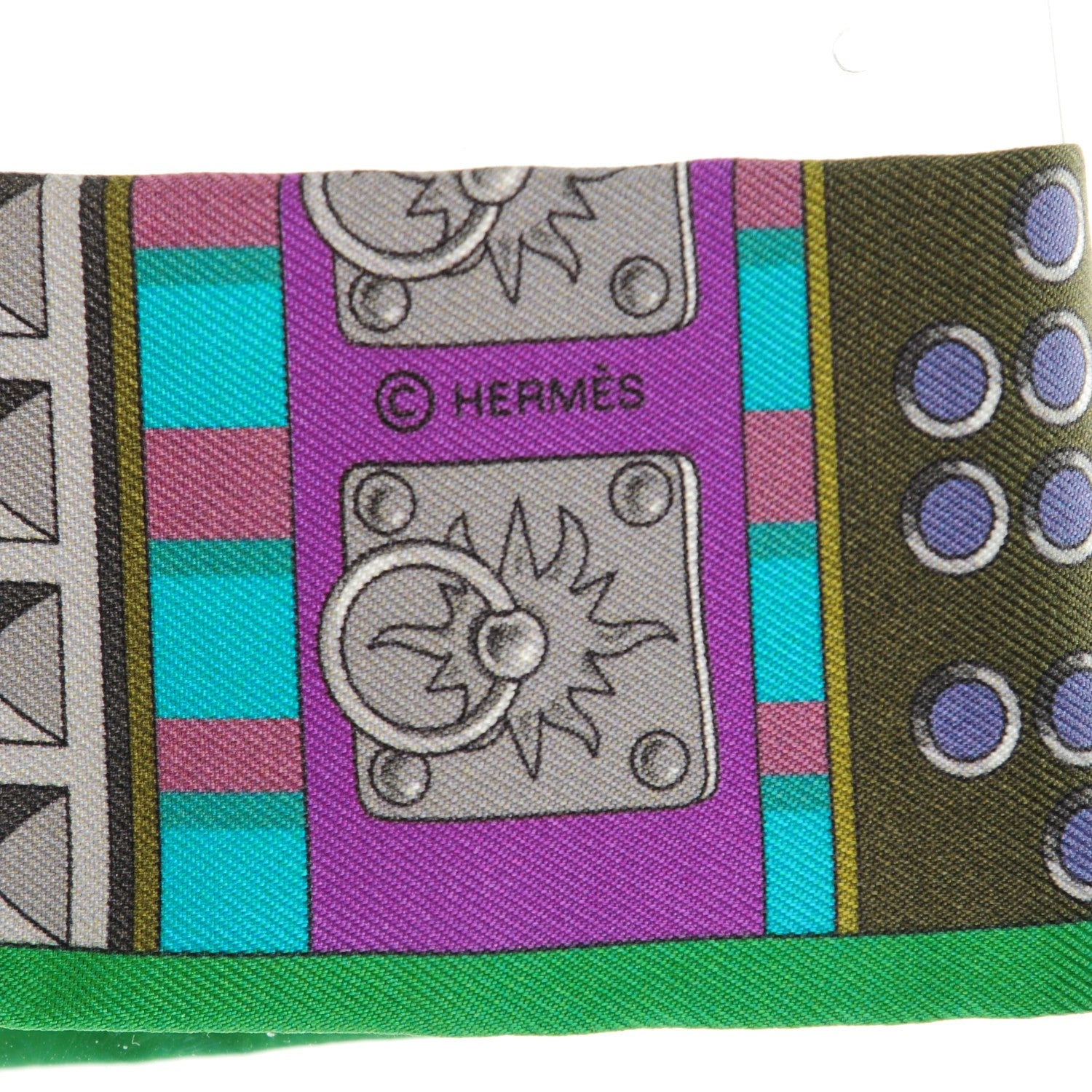 Hermes Silk Colliers De Chiens Twilly Emeraude Fuchsia Mauve 3 of 6