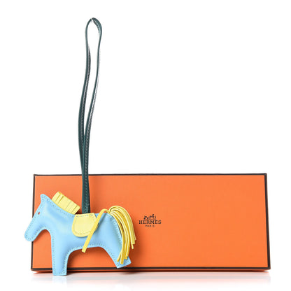 Hermes Milo Lambskin Grigri Rodeo Horse Bag Charm PM Bleu Celeste Lime Malachite 5 of 5