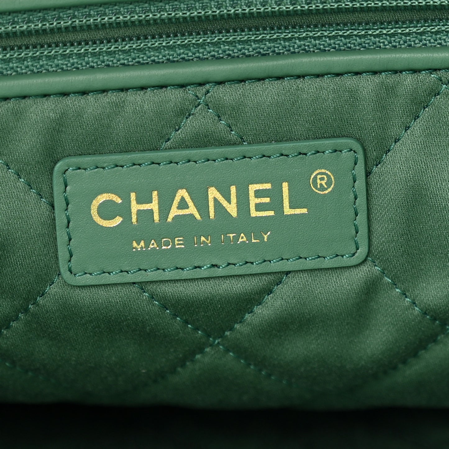 Shiny Calfskin Quilted Chanel 22 Dark Green Dark Green