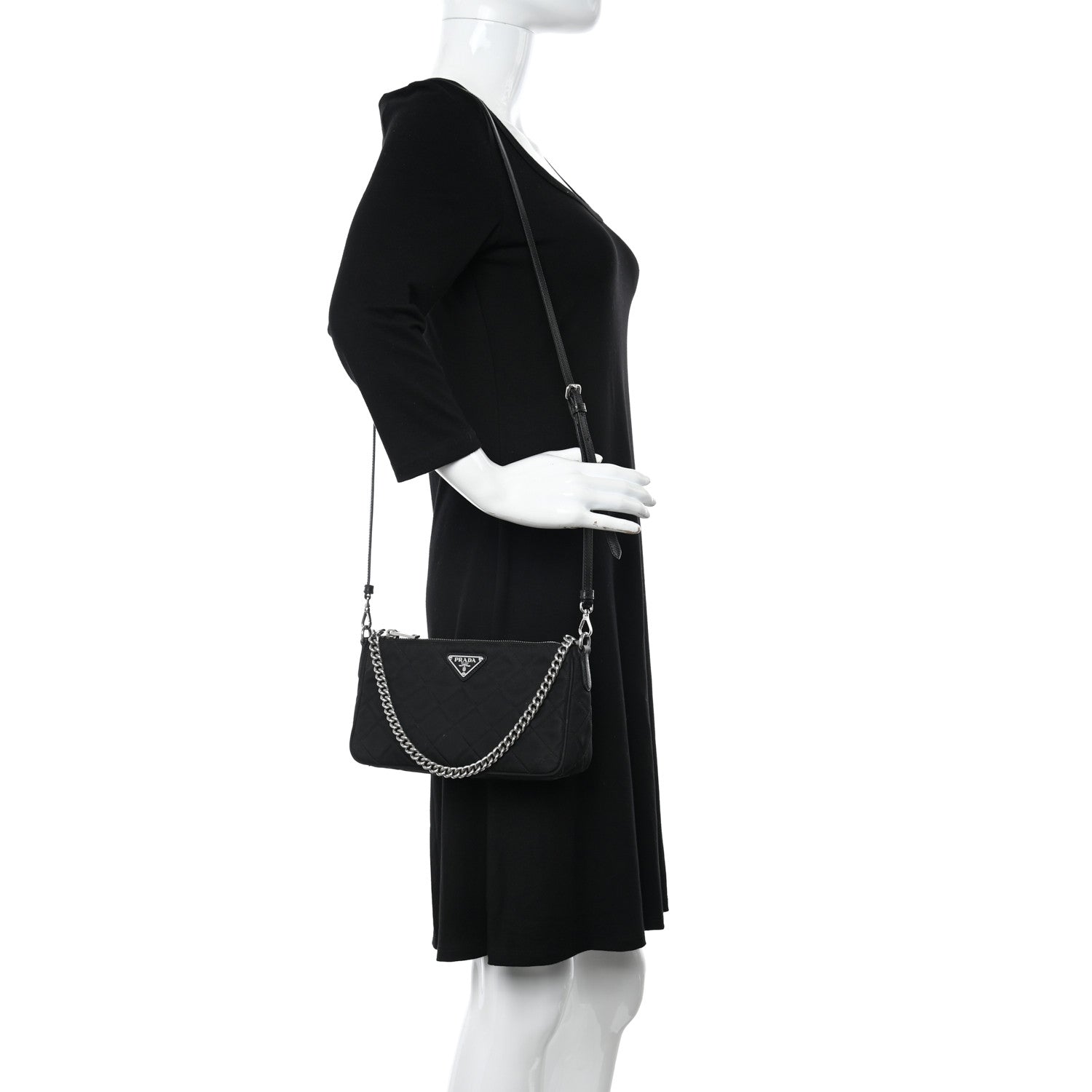 Prada Nylon Tessuto Impuntu Quilted Crossbody Bag Black 2 of 13