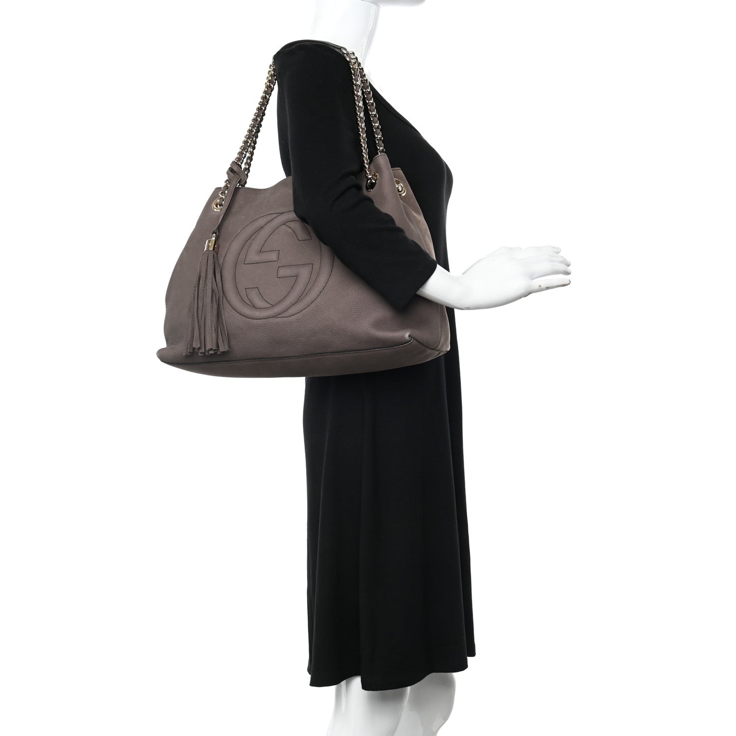 Vitello Range Medium Soho Chain Shoulder Bag Grey Field