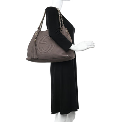 Gucci Vitello Range Medium Soho Chain Shoulder Bag Grey Field 2 of 17