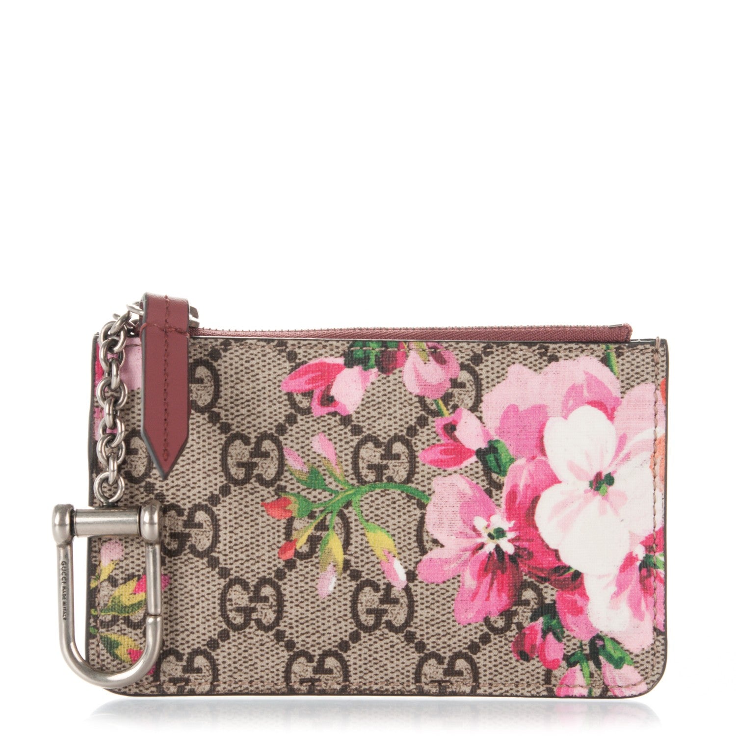 Gucci GG Supreme Monogram Blooms Key Ring Coin Case Beige Multicolor Dry Rose 1 of 6