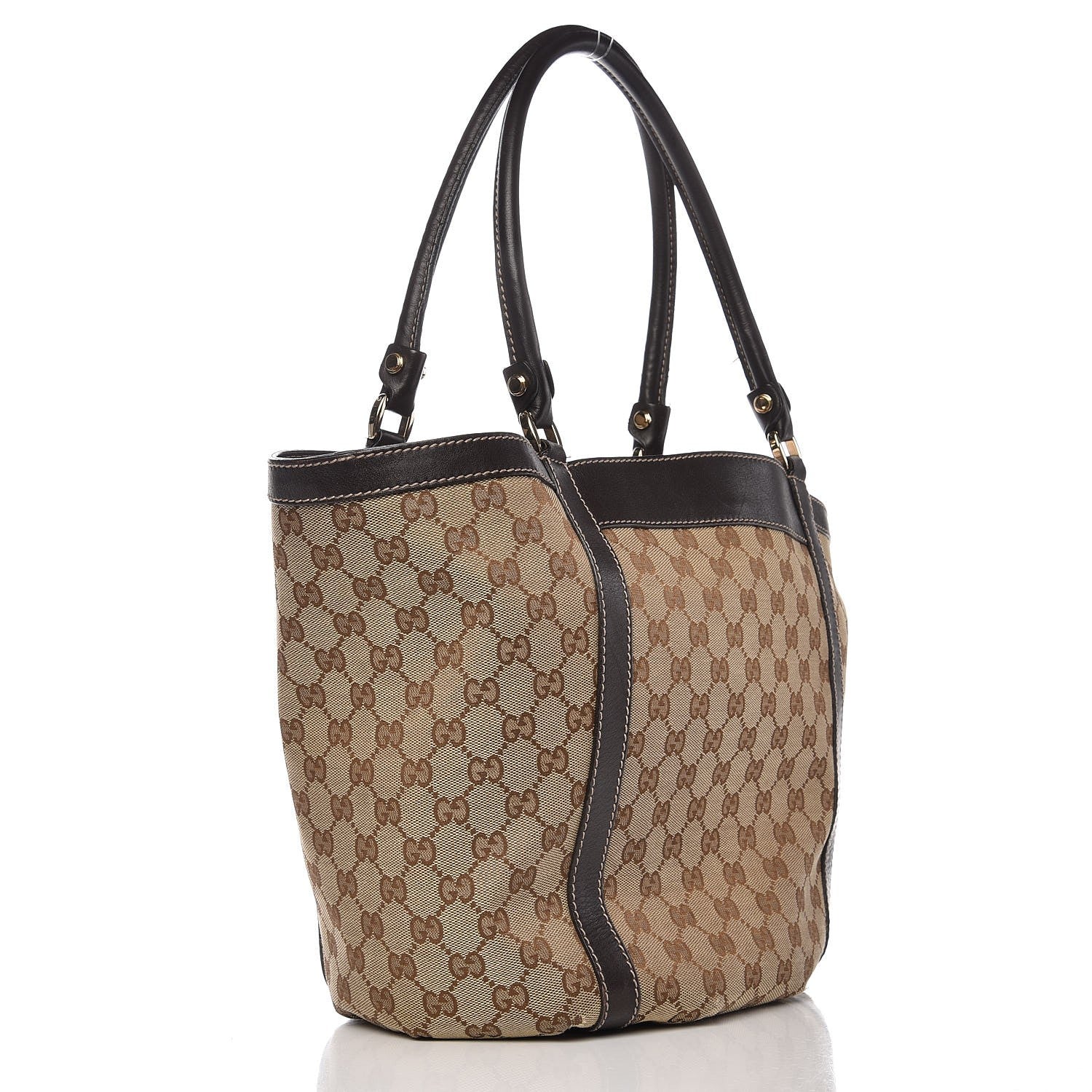 Gucci Monogram Medium D Gold Tote Bag Brown 3 of 11