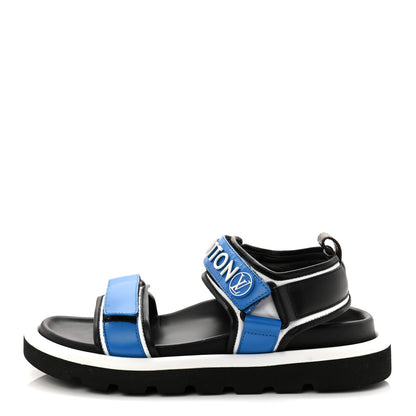 Louis Vuitton Calfskin Monogram Pool Pillow Flat Comfort Sandals 38 Blue 1 of 11