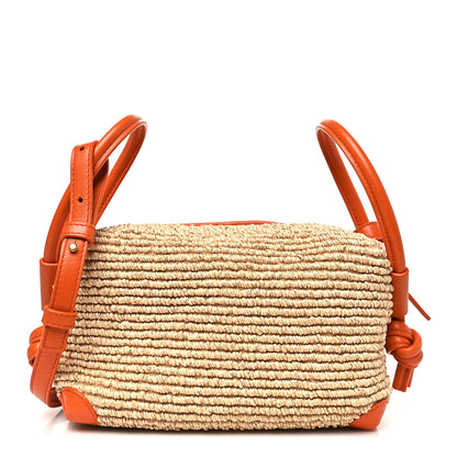 Bottega Veneta Raffia Calfskin Small Loop Top Handle Natural Burned Orange 1 of 9