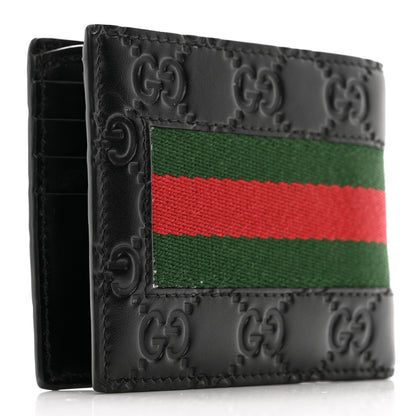 Gucci Guccissima Signature Web New Web Bi-Fold Coin Wallet Black 3 of 11