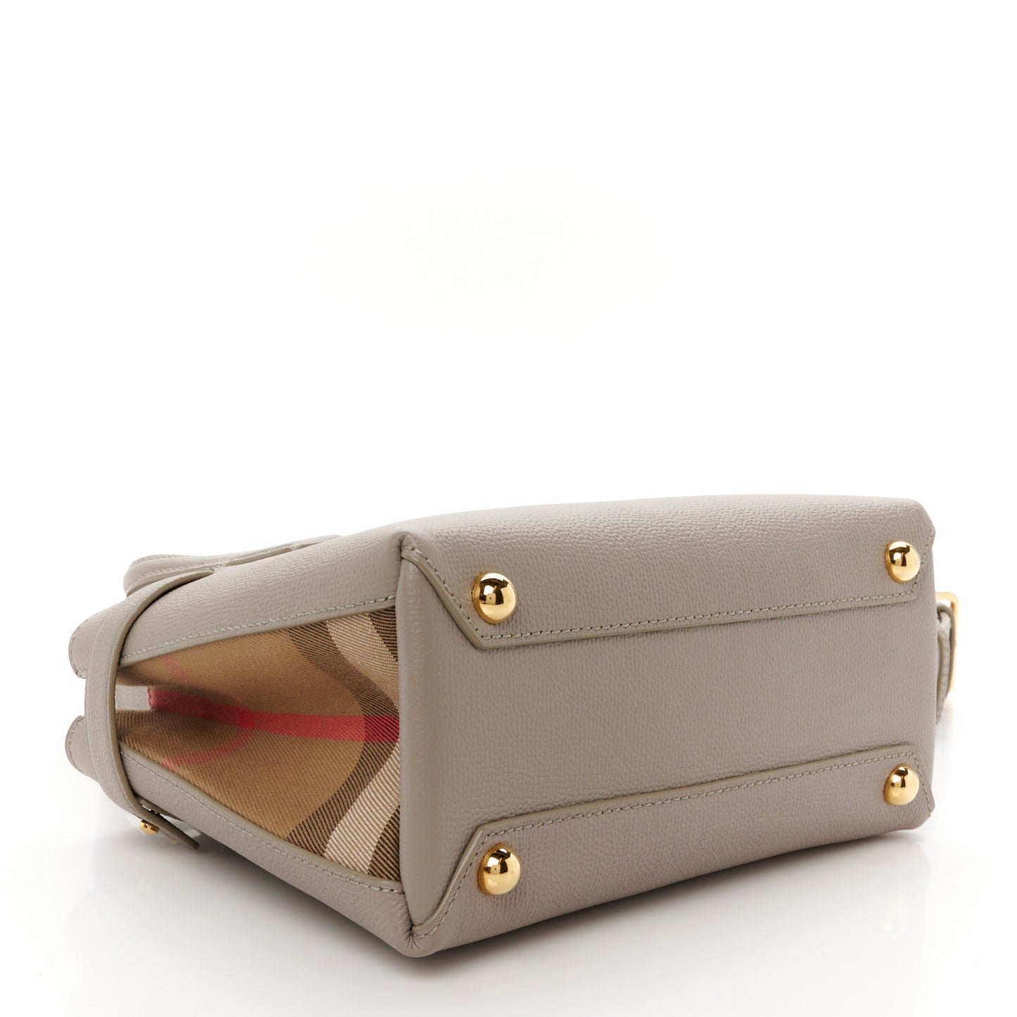 Grainy Calfskin House Check Small Banner Tote Taupe Brown