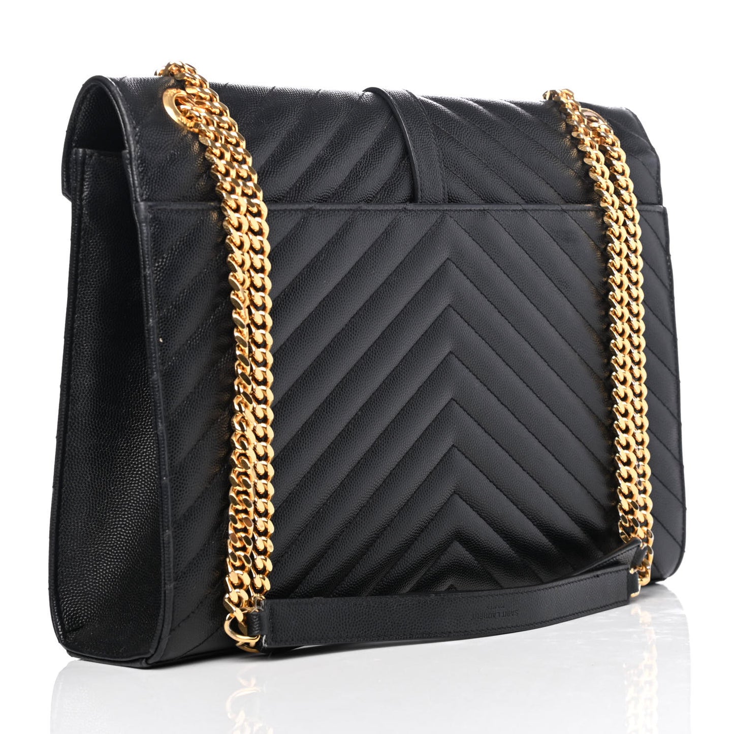 Grain De Poudre Matelasse Chevron Large Monogram Satchel Black