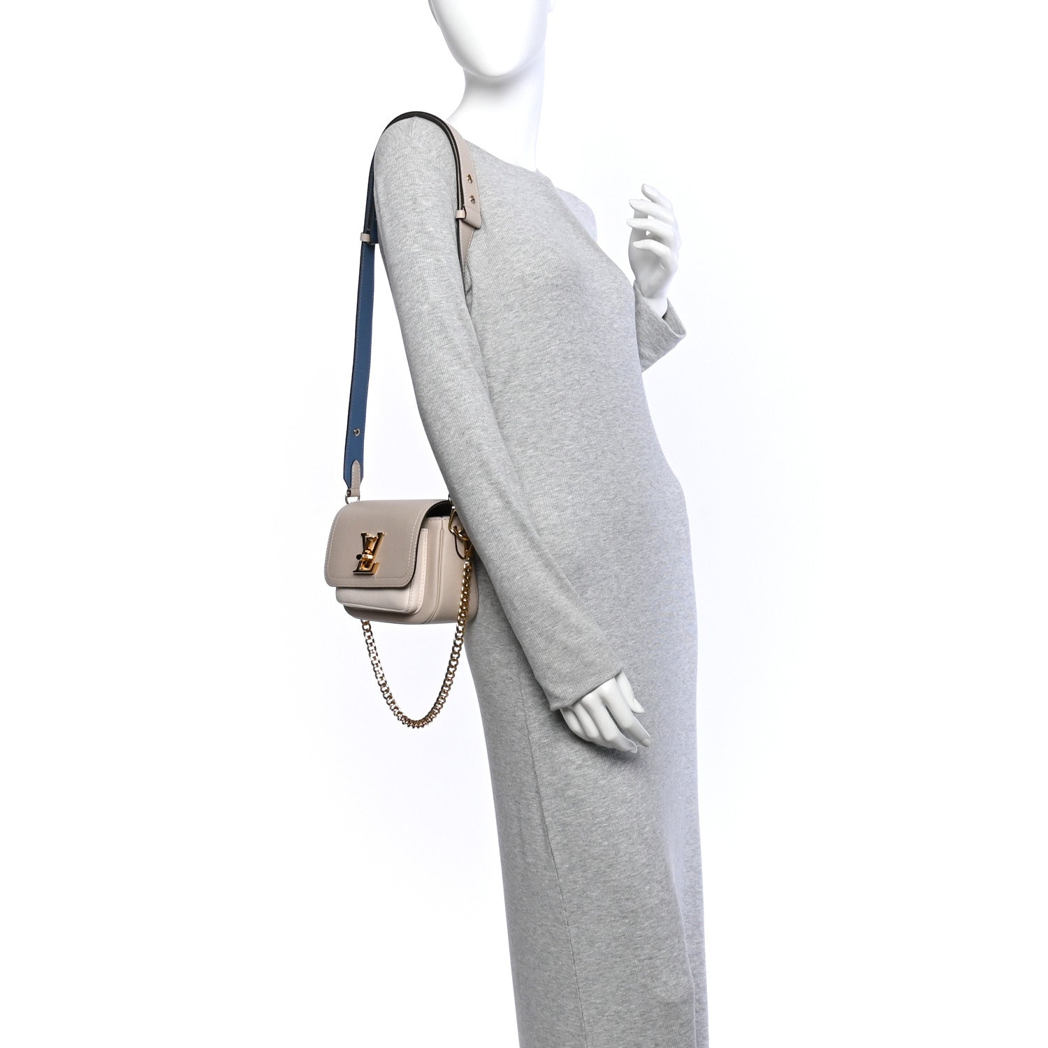 Louis Vuitton Grained Calfskin Lockme Tender Greige 2 of 9