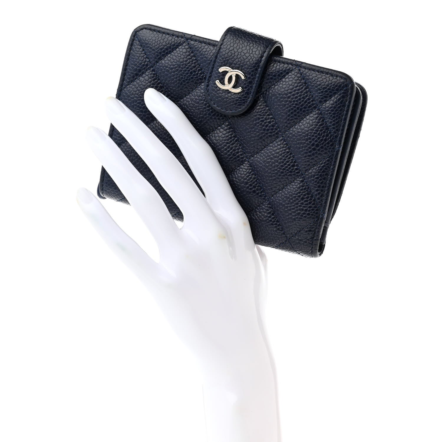 Chanel Caviar Quilted CC French Wallet Navy 2 of 10