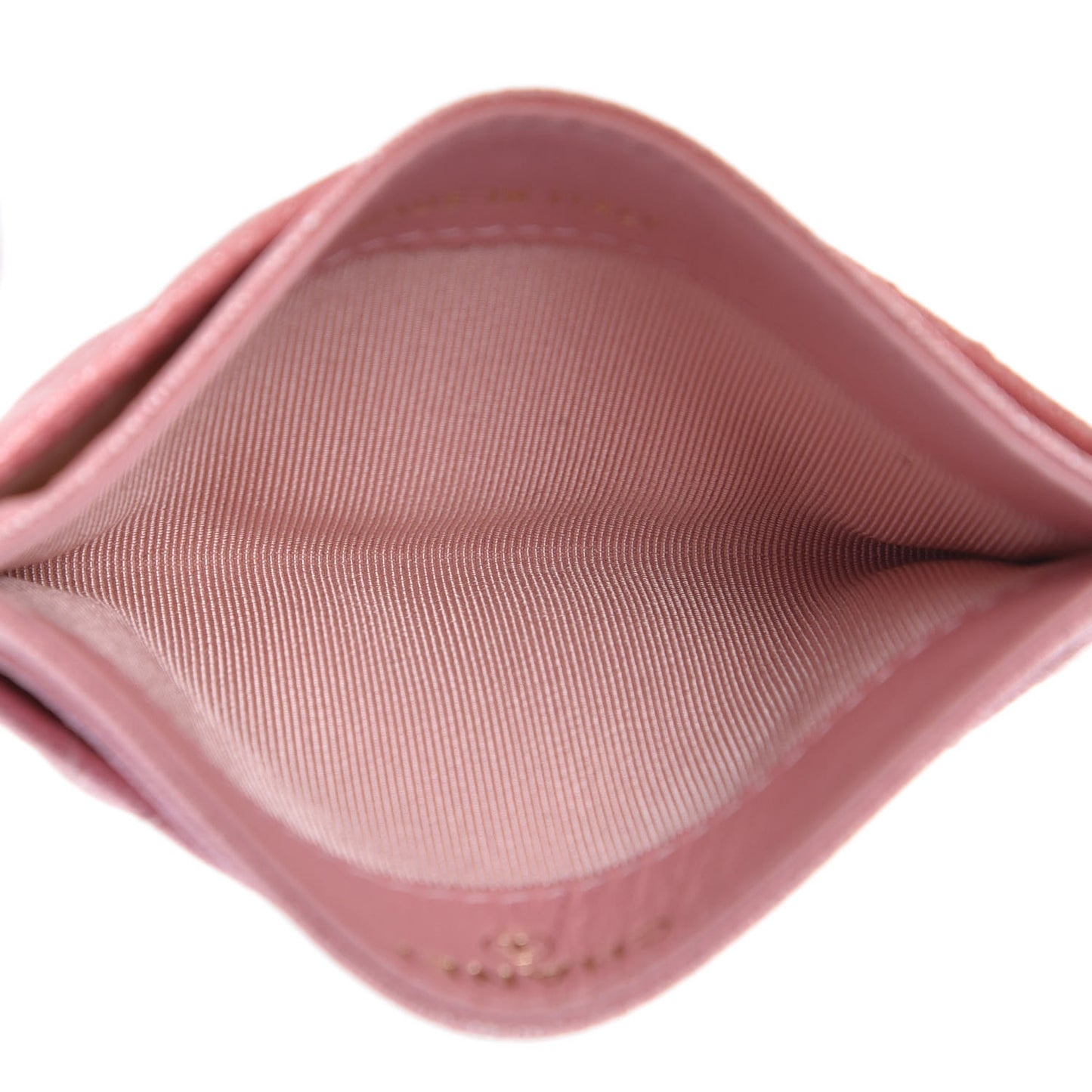 Iridescent Caviar Quilted Card Holder Rose Pink
