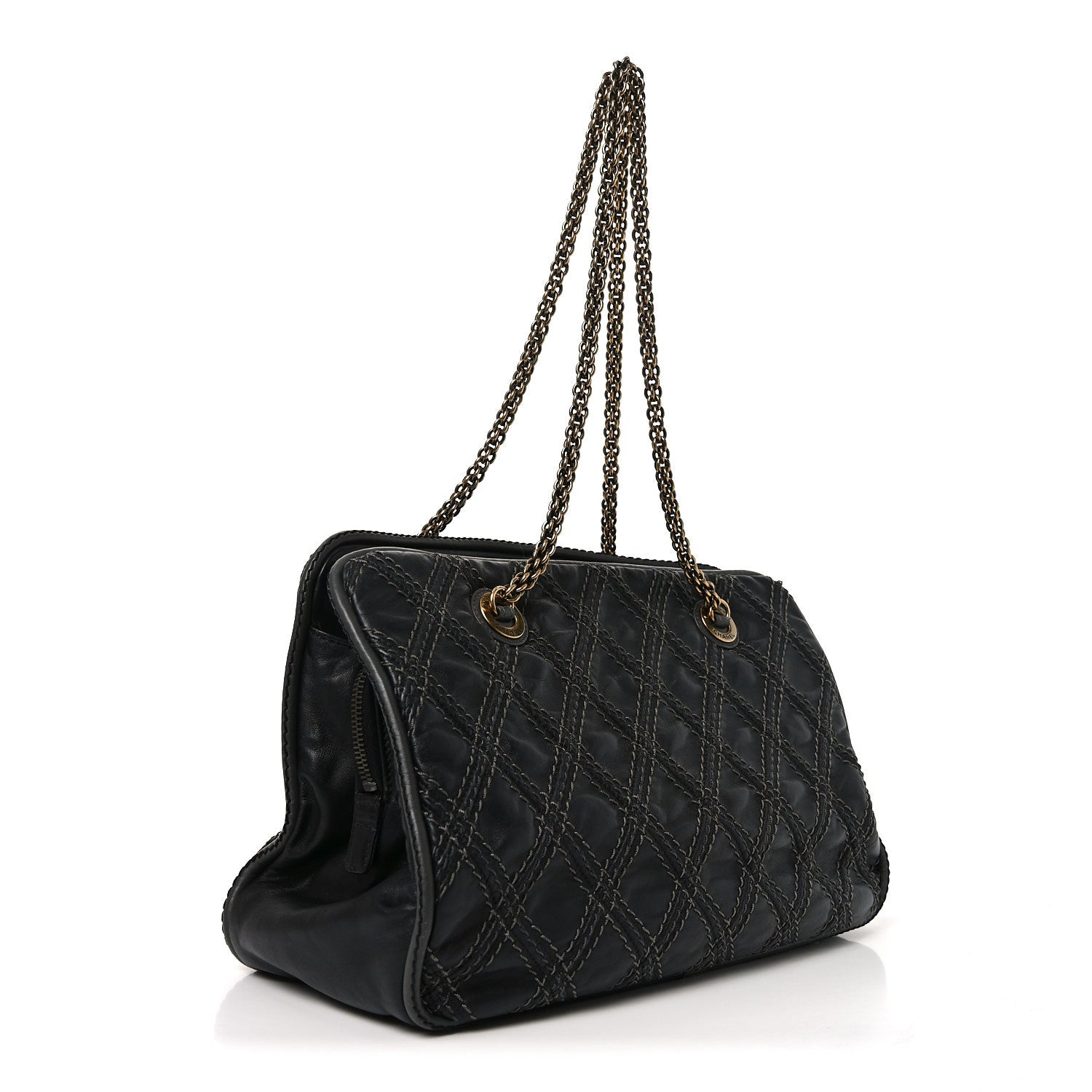 な　1204040 Chanel Calfskin Quilted Stitch Triptych Tote Black 1869942