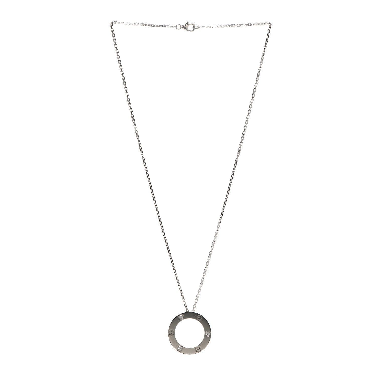 Cartier 18K White Gold 3 Diamonds LOVE Pendant Necklace 3 of 6