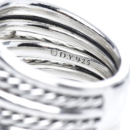 David Yurman Sterling Silver Diamond Thoroughbred Cushion Link Ring 54 7 5 of 5