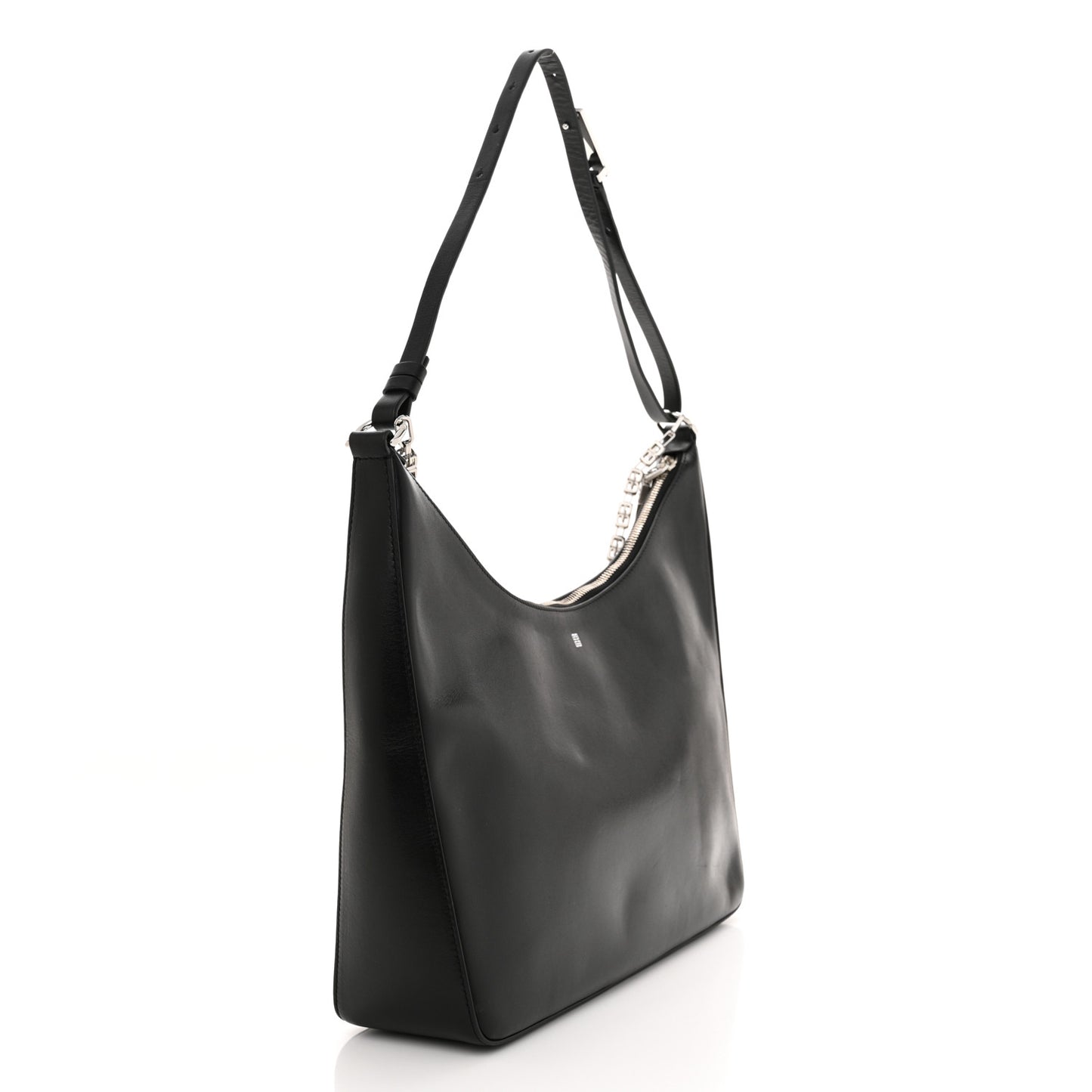 Smooth Calfskin Medium Moon Cut Out Shoulder Bag Black