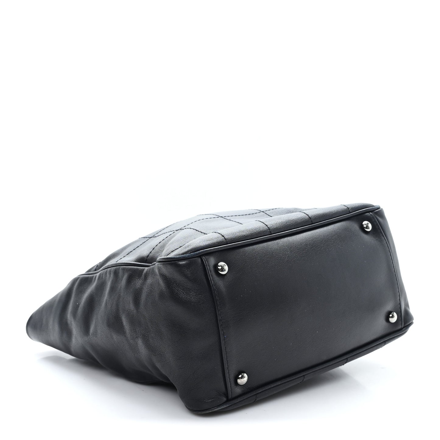 Lambskin Square Stitched Tote Black