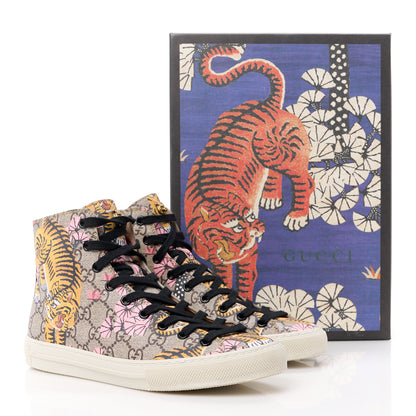 Gucci GG Supreme Monogram Bengal Pearl Womens High Top Sneakers 36 Beige Pink 9 of 9