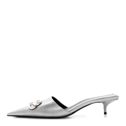 Balenciaga Metallic Nappa BB Square Knife Pointed Toe 40mm Mules 39.5 Silver 1 of 14
