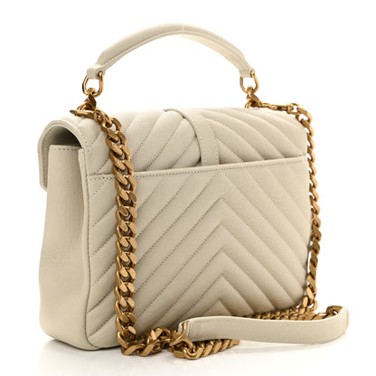 Saint Laurent Sheepskin Matelasse Chevron Monogram Medium College Bag Crema Soft 3 of 9