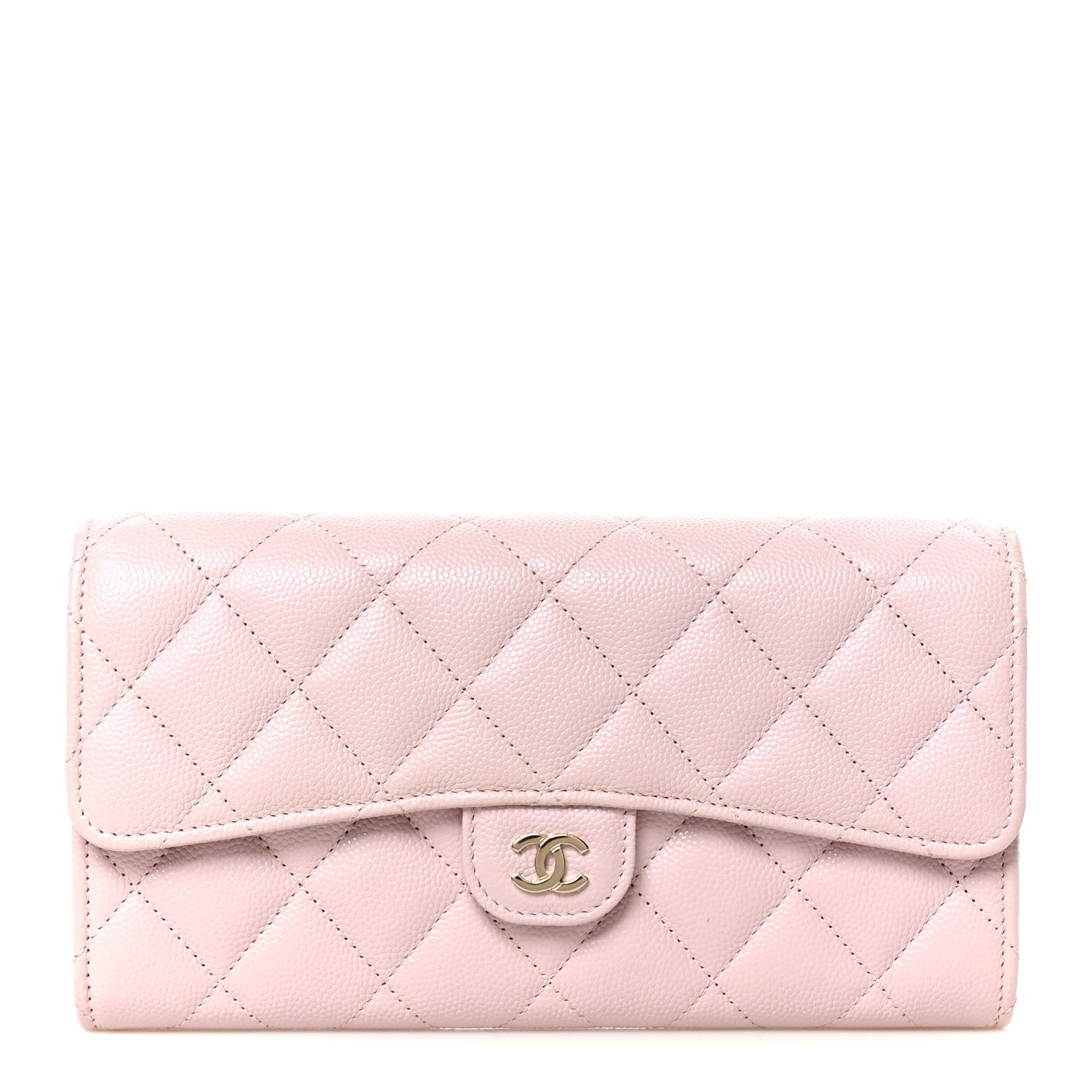 Chanel Caviar Quilted Large Gusset Flap Wallet Light Pink 1 of 10