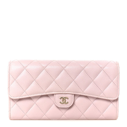 Chanel Caviar Quilted Large Gusset Flap Wallet Light Pink 1 of 10