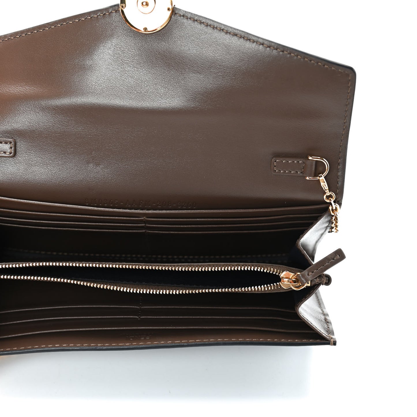 Vitello Soft F is Fendi Bi-Color FF 1974 Embossed Continental Envelope Wallet On Chain Maya Black
