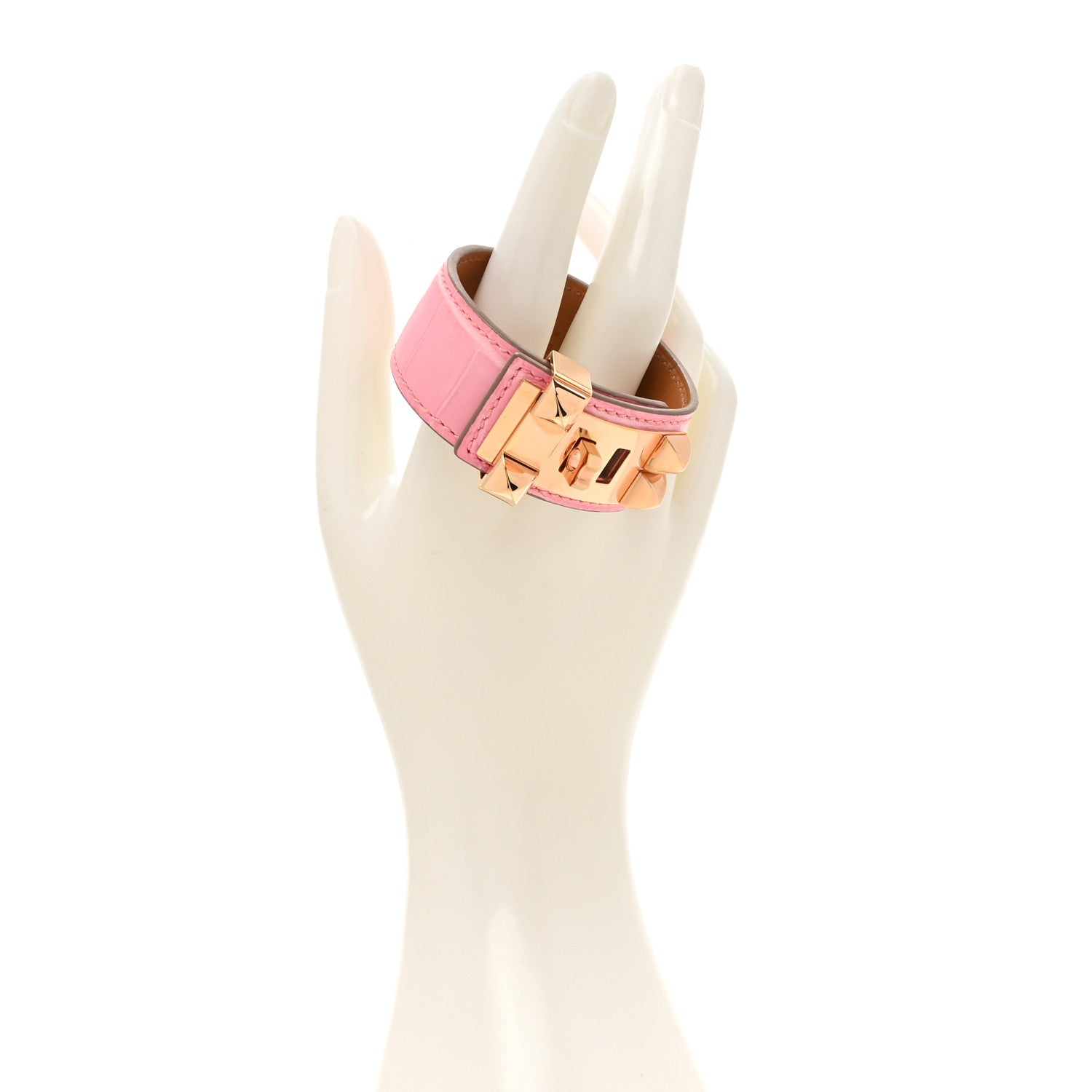 Hermes Matte Niloticus Crocodile Collier de Chien CDC 24 Bracelet T2 Rose Bubblegum 2 of 6