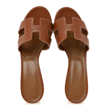 Hermes Calfskin Oasis Sandals 38 Gold 2 of 10