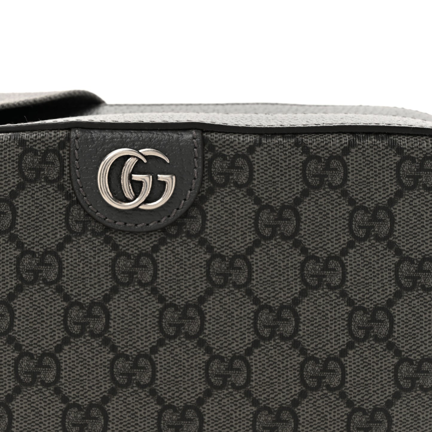 GG Supreme Monogram Textured Dollar Calfskin Ophidia Shoulder Bag Grey Black Graphite Grey