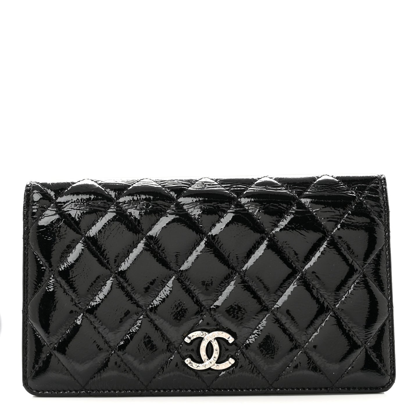 Patent Quilted Brilliant Yen Wallet Black