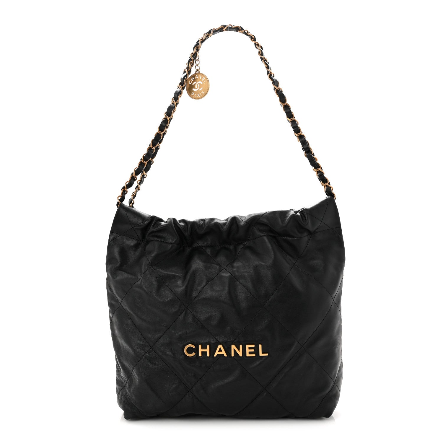 Chanel Shiny Calfskin Quilted Small Chanel 22 Black 1 of 10