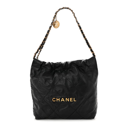 Chanel Shiny Calfskin Quilted Small Chanel 22 Black 1 of 10