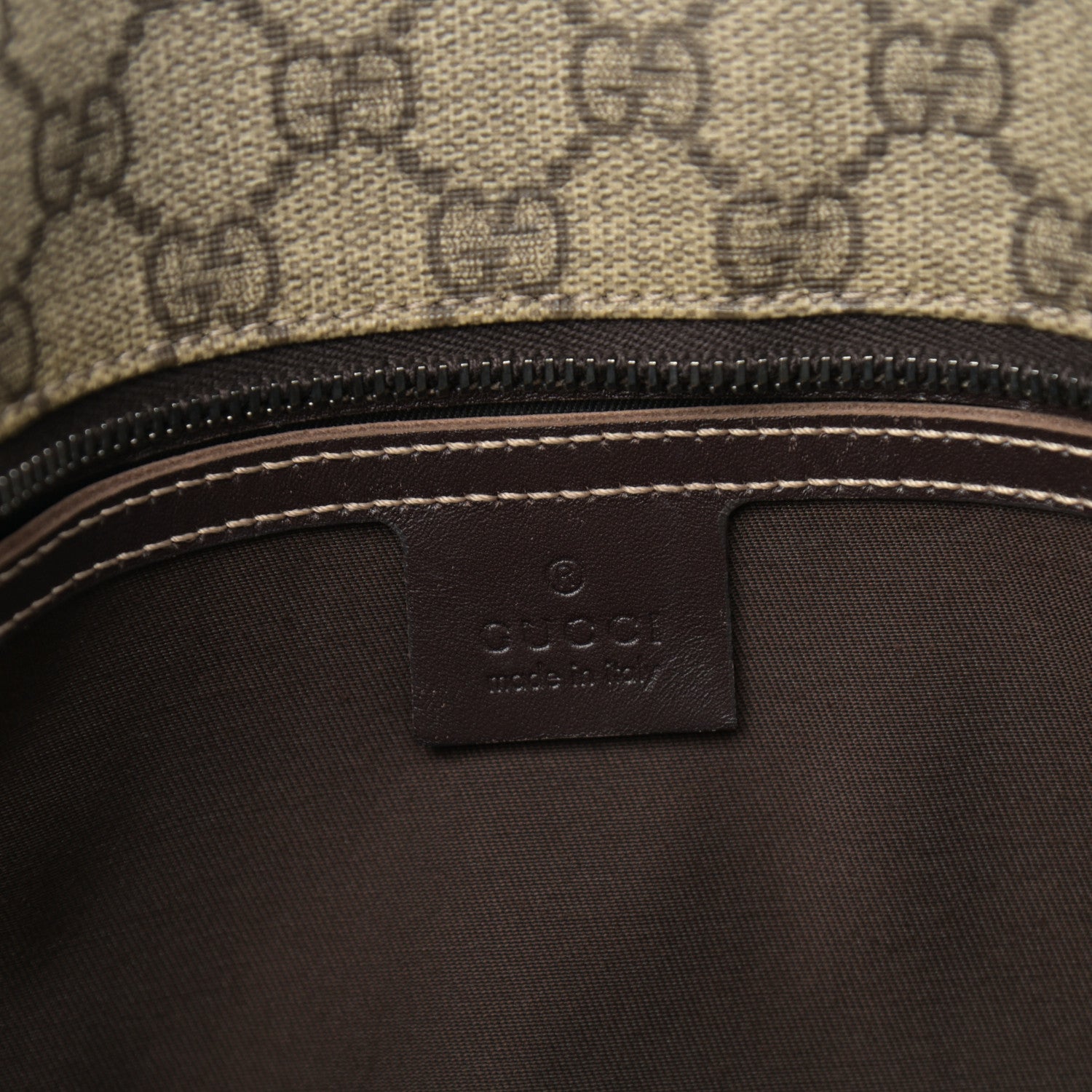 Gucci GG Supreme Monogram Large Zippered Shopping Tote Brown 6 of 10