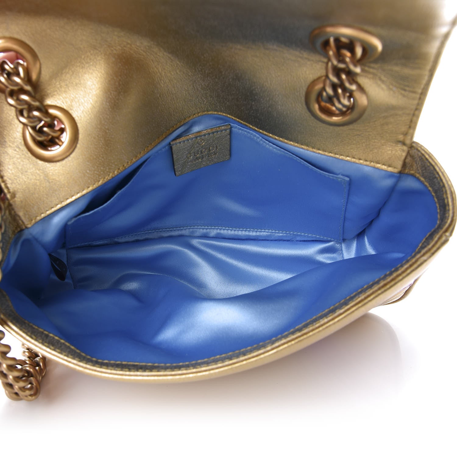 Gucci Metallic Calfskin Matelasse Mini GG Marmont Shoulder Bag Gold Pink 5 of 11