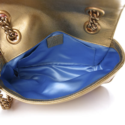 Gucci Metallic Calfskin Matelasse Mini GG Marmont Shoulder Bag Gold Pink 5 of 11