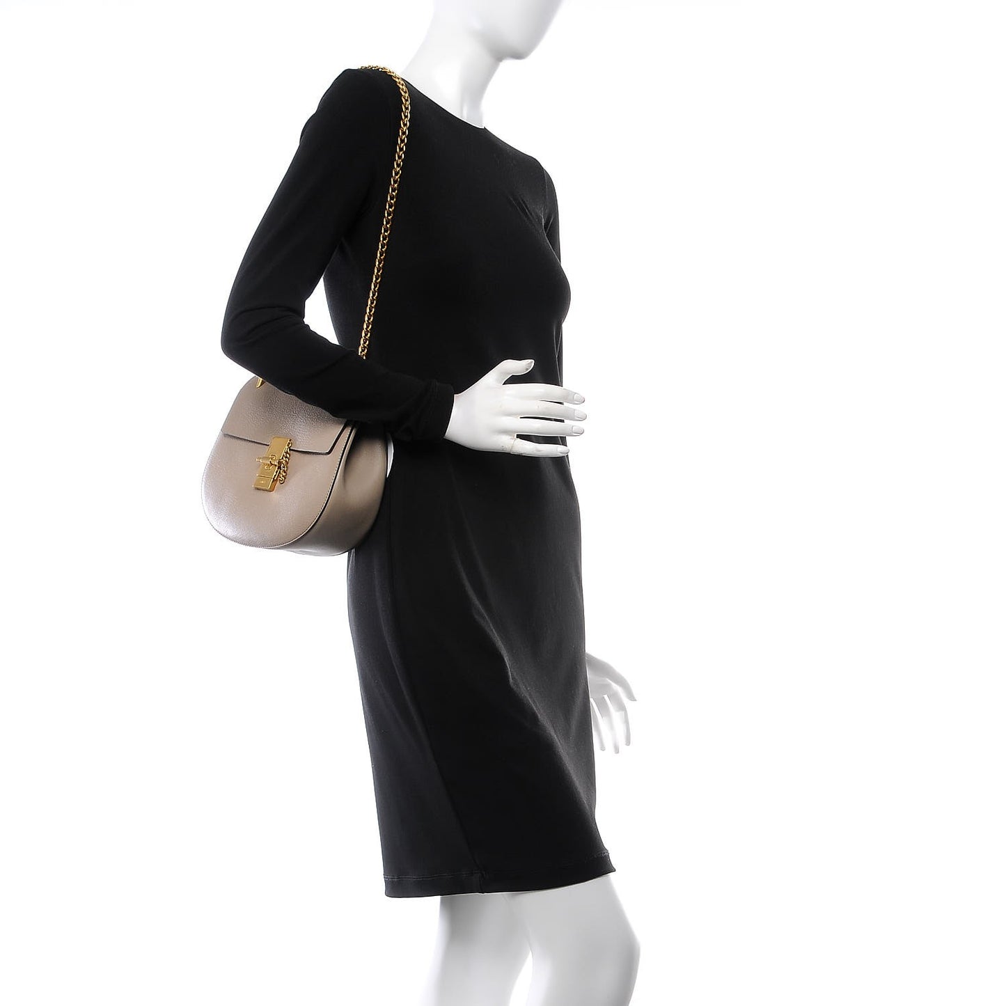 Grained Lambskin Drew Shoulder Bag Motty Grey