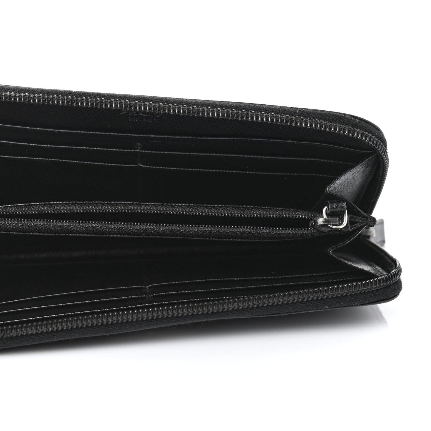 Saffiano Triangle Zip Around Wallet Black