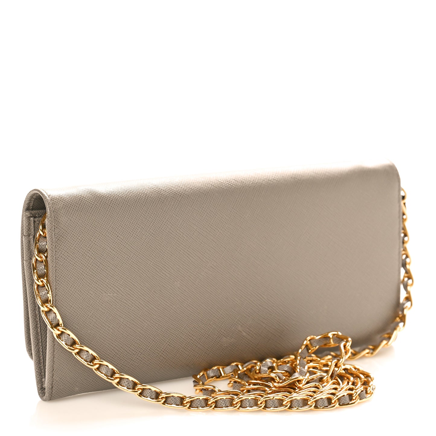 Saffiano Metal Oro Chain Wallet Argilla