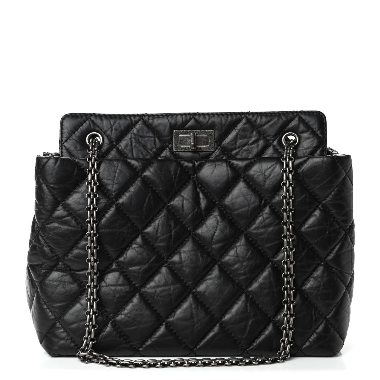 Aged Calfskin Quilted Reissue 2.55 Tote Black